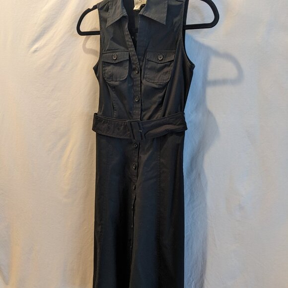 Ann Taylor Loft Women's Black Sleeveless Midi-Length Dress - Size 00 Petite - Picture 5 of 6